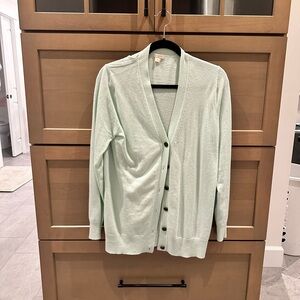 Classic J. Crew Women's Cardigan Sweater in a vintage aquarmarine